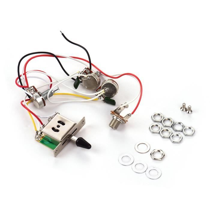 Kit de câblage pour guitare électrique de remplacement avec 1 volume 2 tons 1 commutateur à