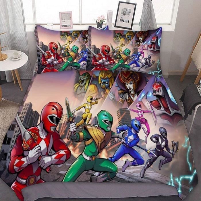 Parure De Lit 1 Personne Power Rangers 1995 - Housse De Couette + Taie + Drap