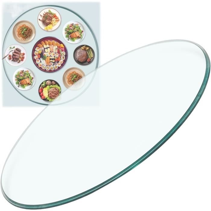 Plateau De Table En Verre Rond 100 Cm - Épaisseur 5 Mm, Bords Polis, Transparent, Protection Pour Table En Bois