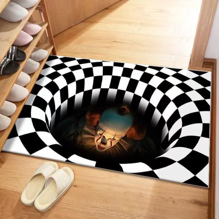 Paillasson Halloween Clown égout Effrayant 3D - Tapis D'entrée Antidérapant, Polyester, Décoration Humour Horreur