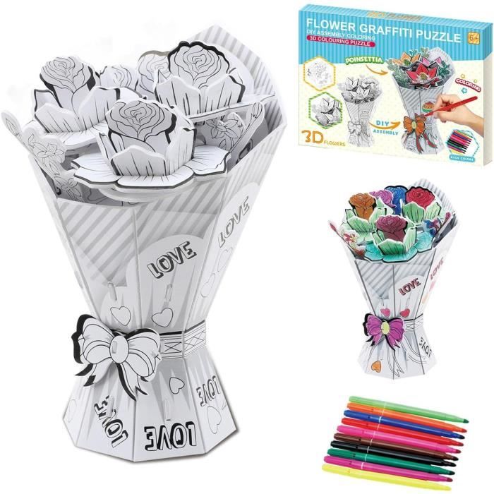 Jeu De Construction Bouquet De Fleurs, Assemblage Décoration, Pour Adultes Et Enfants