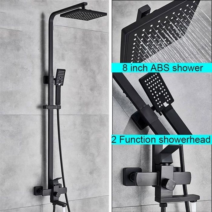 Levu Ensemble de douche thermostatique à effet pluie avec panneau de douche Noir Levu Ensemble de douche thermostatique à effet pluie avec panneau de douche Noir