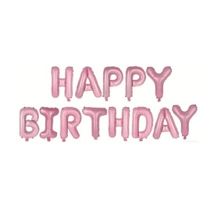 Version Claire Rose Nous Version Lettres Joyeux Anniversaire Feuille Ballons Rose Or Alphabet 44 Cdiscount Maison