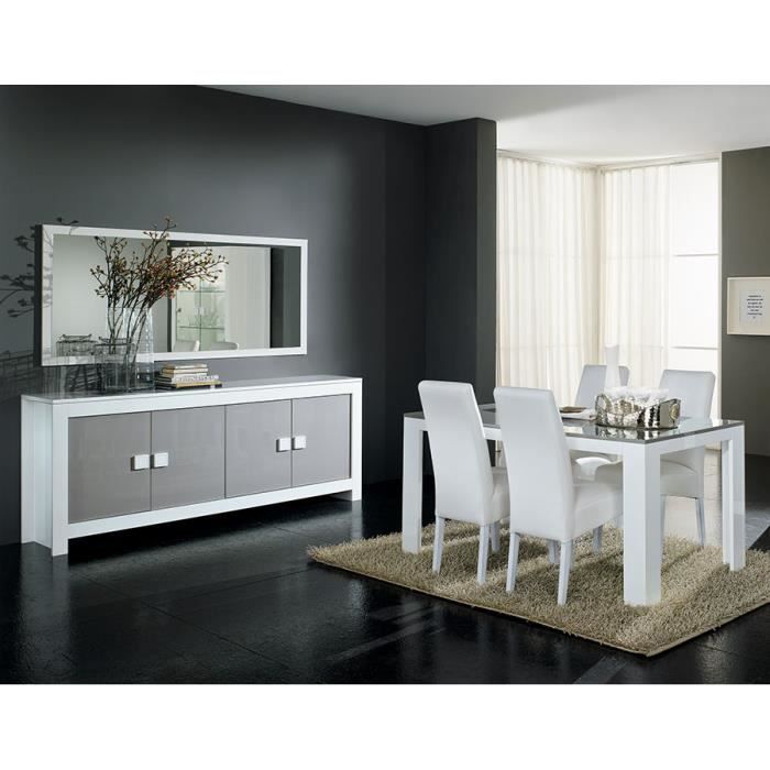 Salle manger compl te blanc et gris laqu design MARIELA Salle manger compl te blanc et gris laqu design MARIELA