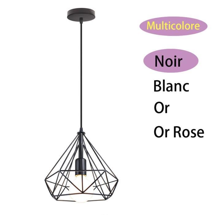 Suspension Lustre Cage en Métal E27 25cm Noir - WOTTES - UNI - Bureau - Extérieur - Campagne