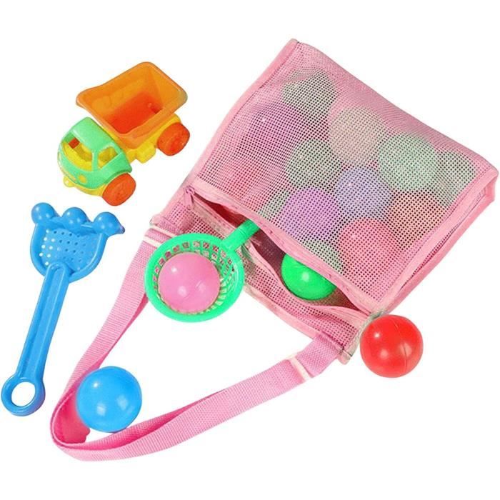 Sac à Jouets De Plage Pliable Pour Jouets De Sable, Sac En Filet Rose Rouge Pour Jouets De Sable, Sac De Plage Léger Et Portable, Convient Pour Les Vacances En Famille Et