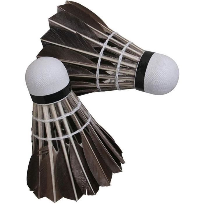 Lot de 12 volants de badminton en plumes d'oie Noir [627