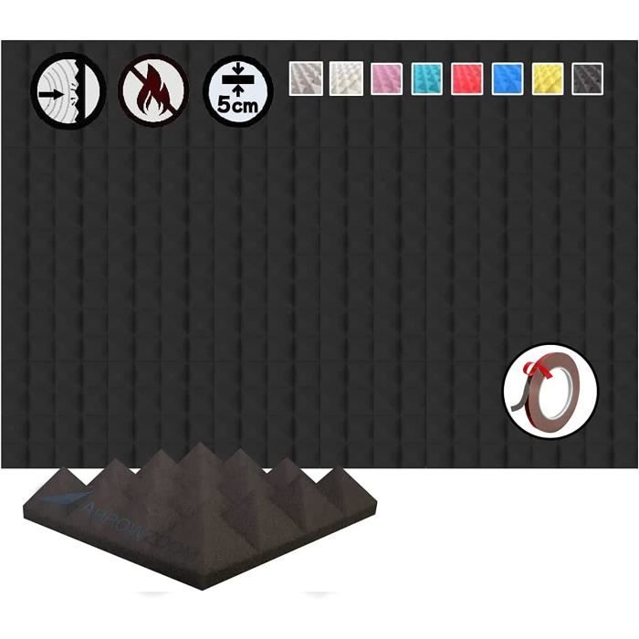 Panneaux Acoustiques En Mousse Polyuréthane - 25x25x5 Cm - Pour Studio, Bureau, Salon - Réduction écho Et Bruit