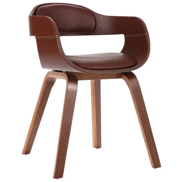 JM•114148 Chaise de salle à manger Marron Bois courbé et similicuir 49x51x70 cm
