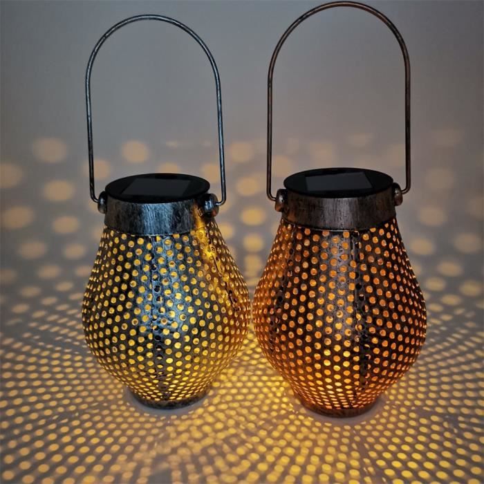 Lanterne solaire en fer forgé rétro lampe de projection creuse jardin extérieur led lampe de paysage de cour