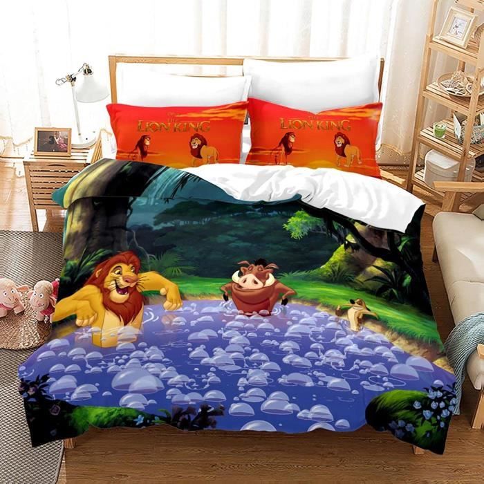 Le Roi Lion Housse De Couette Bebe Animal Parure De Lit Simba Avec Taies D Oreiller 135x0cm 8 Cdiscount Maison