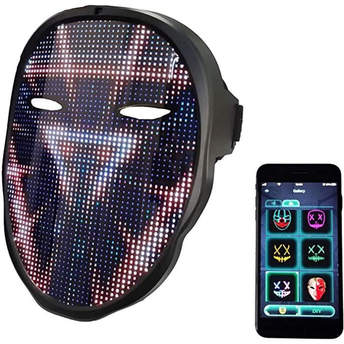 Masque LED à Détection De Gestes – 30 Images Statiques + 40 Dynamiques – Rechargeable USB – Cosplay, Soirée, Carnaval