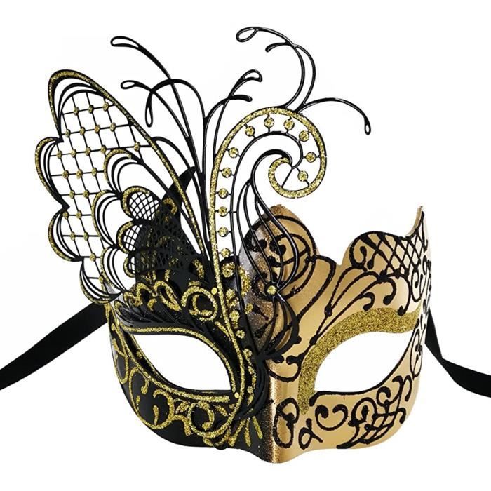 masque de femmes vénitiennes papillon/cygne/plume et masque d'homme guerrier grec pour la fête de Mardi Gras Ubauta Masques de Couple de mascarade 