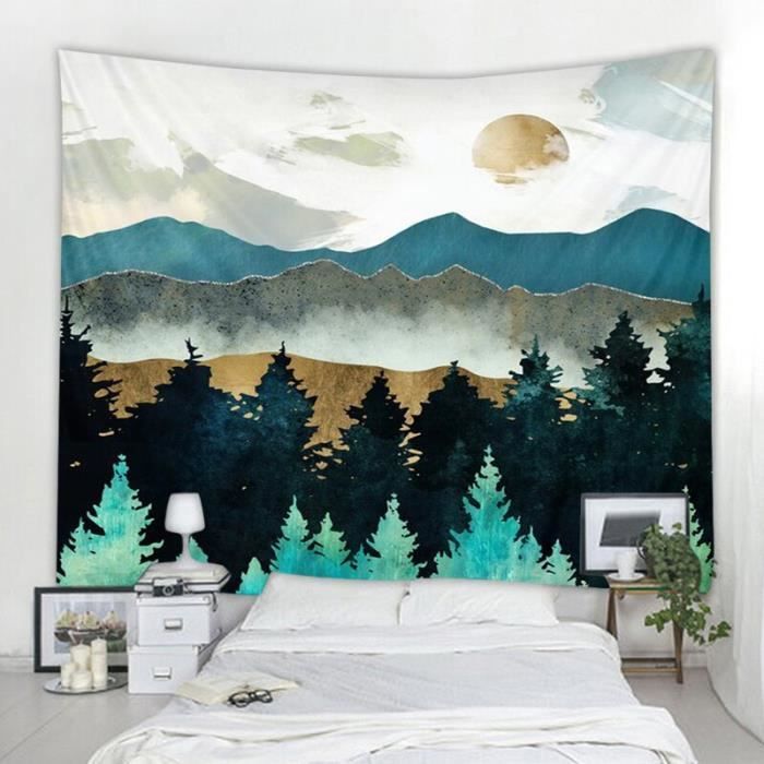 Homxi Grande Tapisserie Murale Ciel Étoilé Nuit Galactique 350x256 Cm – Décoration Chambre Boho Bleu Noir Étoiles Cosy