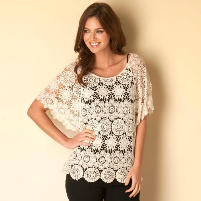 AX Paris Haut crochet femme (crème) - Cdiscount Prêt-à-Porter