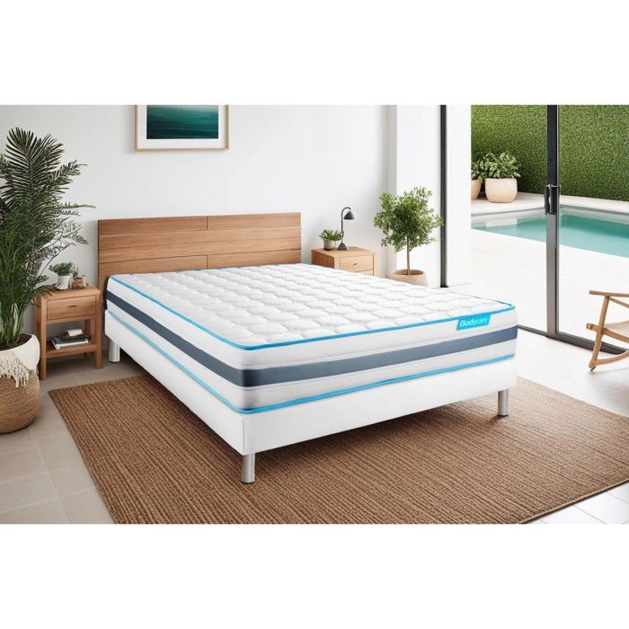 Ensemble sommier matelas - BODYCARE - BODYFLEX 160x200 - Ressorts ensachés - Mémoire de forme - 26 cm