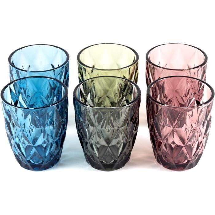 Lot De 6 Verres à Eau Colorés En Verre – Capacité 370 Ml, Design élégant, Pour Cocktails, Fêtes, Cadeau - 2