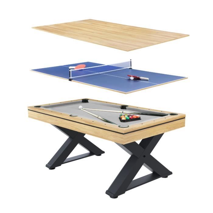 Texas - Table multi-jeux en bois ping-pong et billard