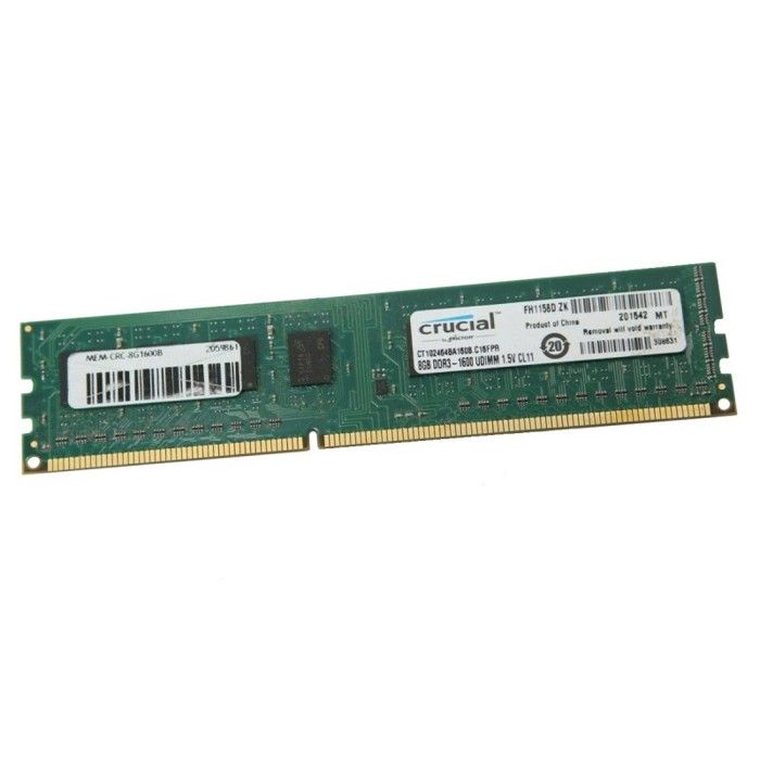 CRUCIAL 8Go RAM  CT102464BA160B.C16FPR PC3-12800U DIMM DDR3 1600Mhz 240-Pin 1.5v 