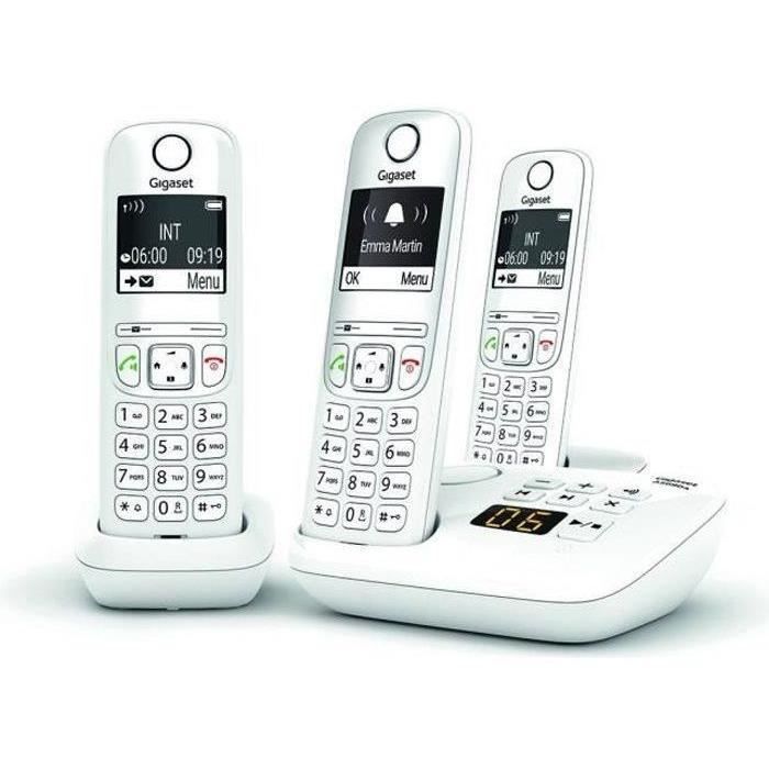 Téléphone Fixe AS690 A Trio GIGASET Monochrome 20 tonalités de sonnerie Mains libres