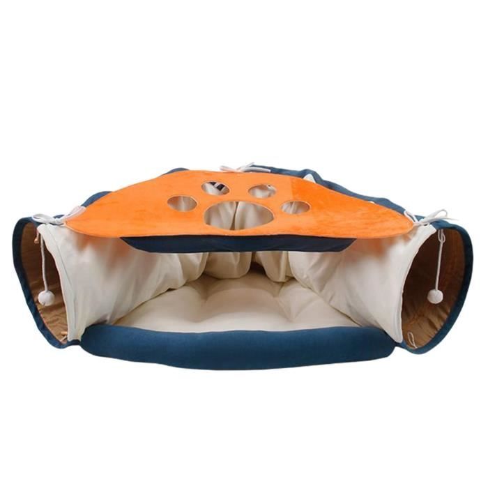 Lit Tunnel Pour Chat Et Petit Chien - Nid Rond Lavable Avec Coussin Amovible - Hiver, Jeu, Intérieur