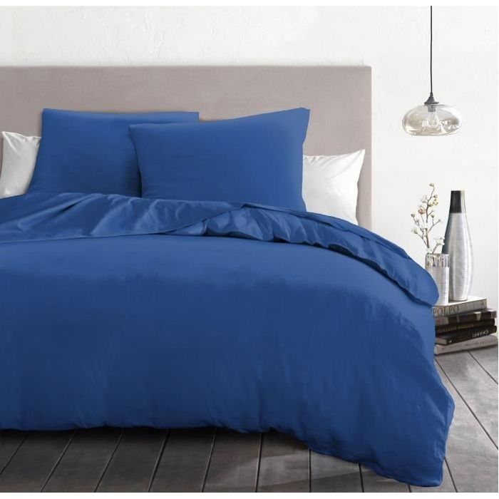 Parure de couette 3 pièces - HOME LINGE PASSION - HP72072 - Microfibre 82 g - 240 x 260 cm - Bleu
