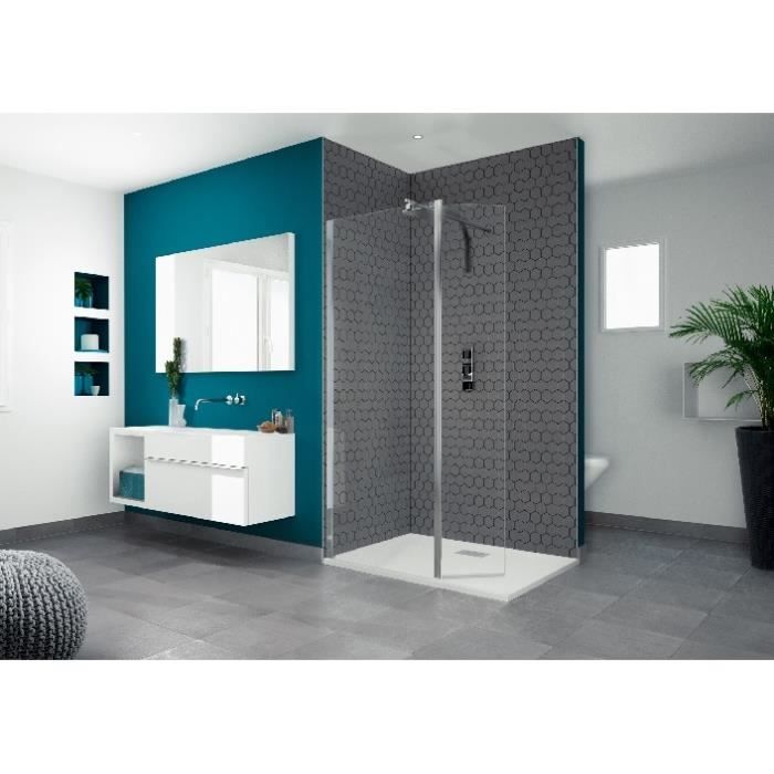 Paroi douche Smart Duo Kinedo verre transparent et profilé chromé 70