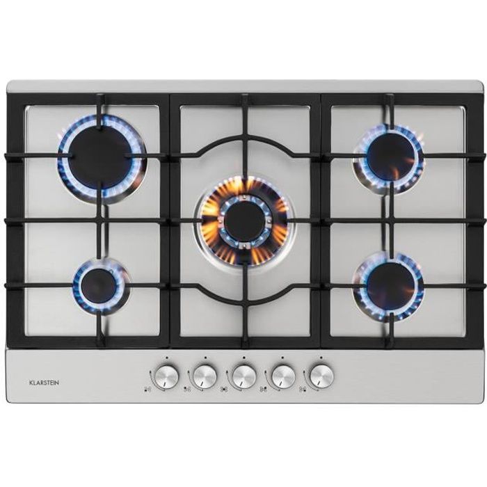 Plaque gaz 5 feux encastrable Klarstein 75 cm tables de cuisson