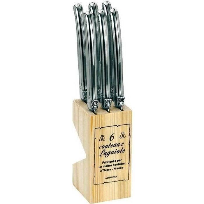 Bloc de 6 couteaux tout inox