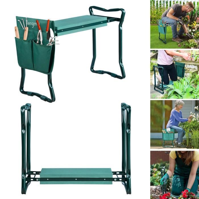 Tabouret de jardin - LARS360 - Gartenarbeit - Coussin mousse EVA épais - 2 poches outils - Support 150 kg