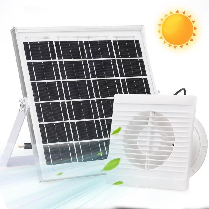 Ventilateur Solaire 10W Extérieur - Kit Serre, Poulailler, Abri - Panneau Solaire Étanche