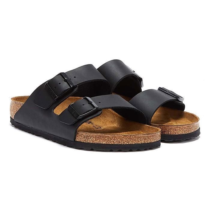 Sandales Birkenstock Arizona Noir pour Homme en Cuir 2 Boucles
