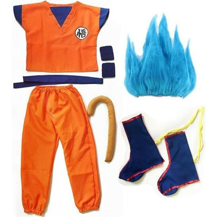 Déguisement Dragon Ball Z Combinaison 6pcs Halloween Noel Son Goku Enfant  Cosplay Costume Bleu - Cdiscount Prêt-à-Porter