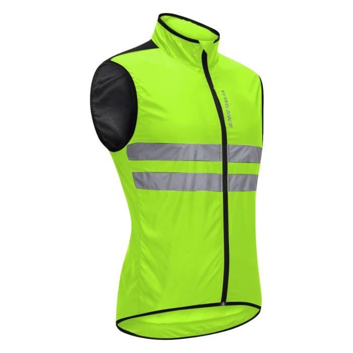 Gilet de Cyclisme Coupe-Vent Réfléchissant Sans Manches - Jaune/Orange XL