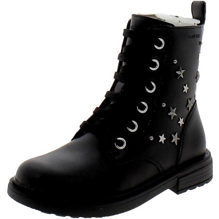 bottes pour fille geox j eclair en cuir noir avec lacets - marque geox