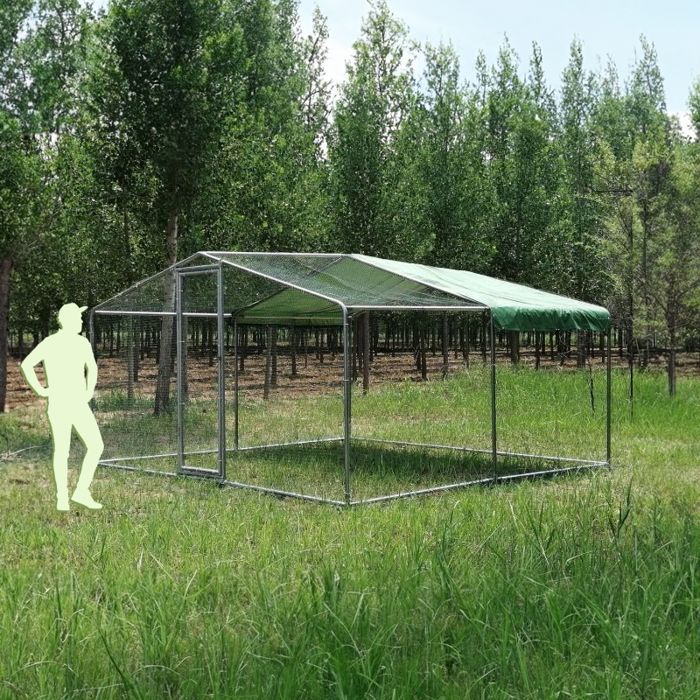 Meilleurs prix pour Enclos pour poulailler - Grand Parc Grillagé avec Tubes Renforcés - 4x3x2.25m - Vert - Caille - 10 animaux