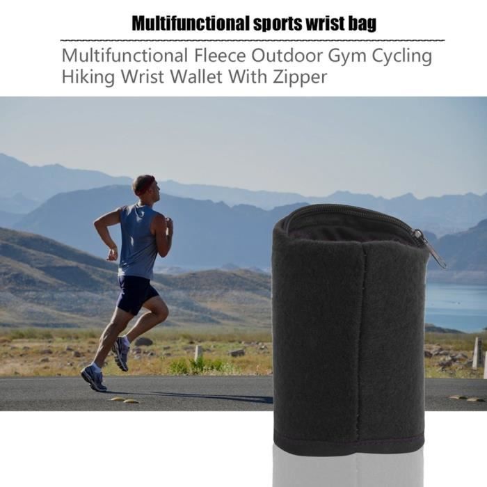Porte-Poignet Sport Noir - Pochette Avec Fermeture Éclair - Pour Yoga, Course