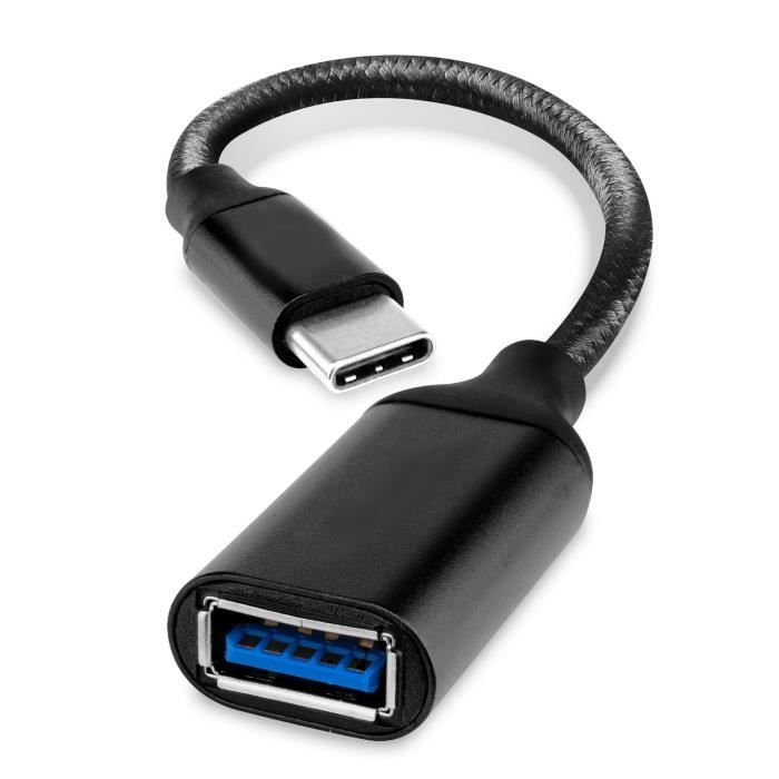 Câble Adaptateur USB-C vers USB-A OTG pour Motorola Razr 40 - USB C Mâle vers USB A Femelle Nylon Tressé Aluminium