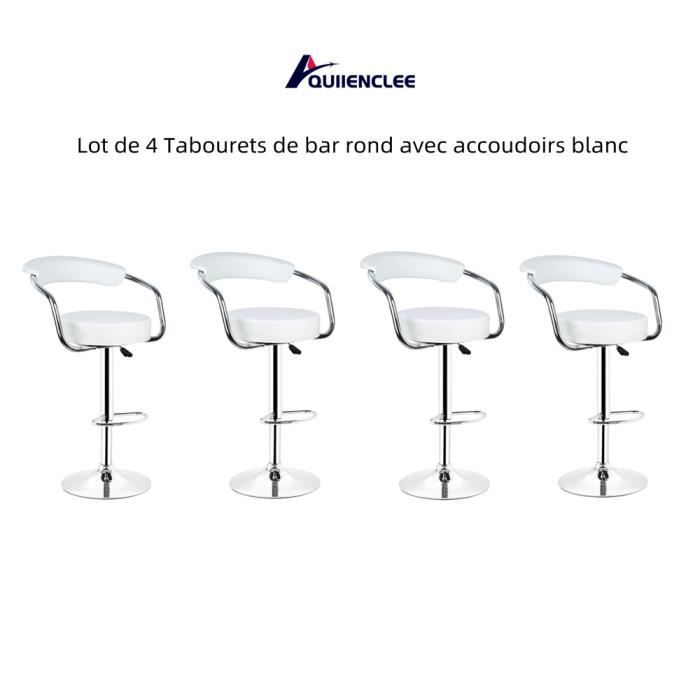 Tabouret Rond QUIIENCLEE Lot de 4 Tabourets de bar rond avec accoudoirs avec dos ...
