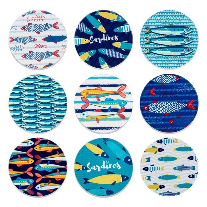 Lot De 6 Dessous De Verre Ronds En Rotin - Diamètre 10 Cm, Fait Main, Multicolore