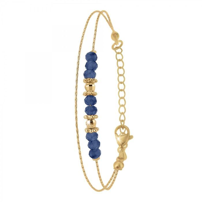 Bracelet double tour par SC Bohème orné de pierres Lapis Lazuli Bracelet double tour par SC Bohème orné de pierres Lapis Lazuli