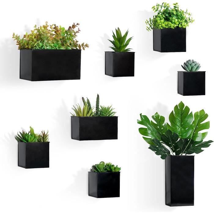 Étagère Suspendue Pots De Fleurs Rectangulaire Noire - 61,6x39,2cm Avec Chaînes