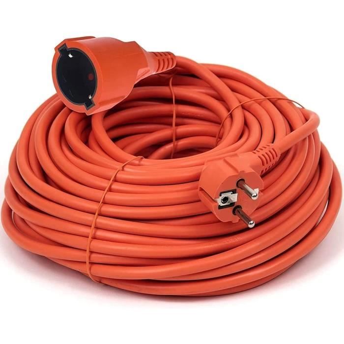 Rallonge Extérieur Orange 20m IP44 - Câble Schuko Professionnel 16A 250V Pour Jardin & Bricolage