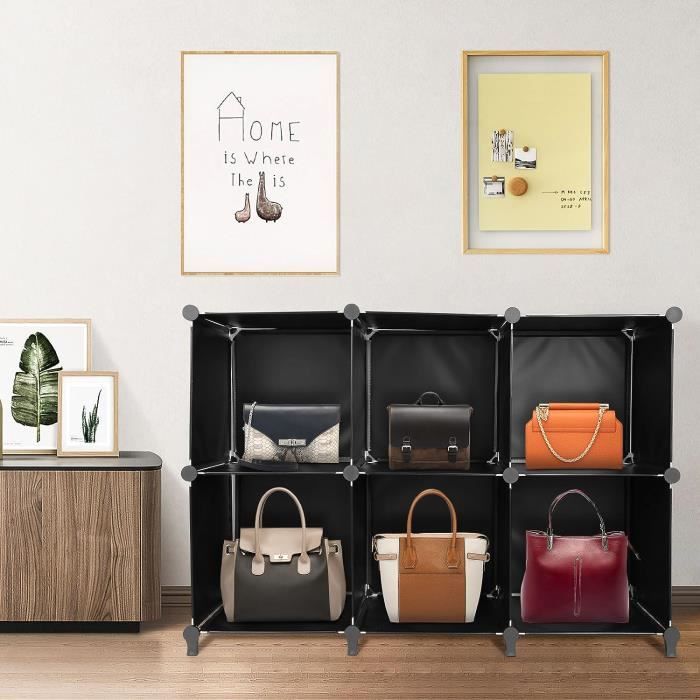 Armoire Penderie Portable Cubes Modulaires 74x37x110cm Bleu - Rangement Vêtements, Chaussures, Jouets, Assemblage Facile