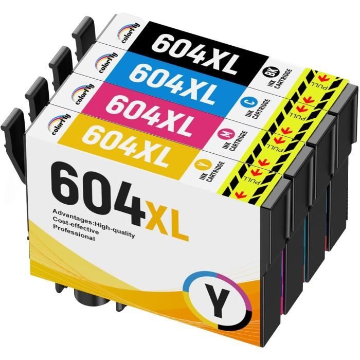 Lot De 4 Cartouches D'Encre Noires 604XL Compatibles Epson - Pour XP-2200/3200/4200 Et WF-2910/2930/2950