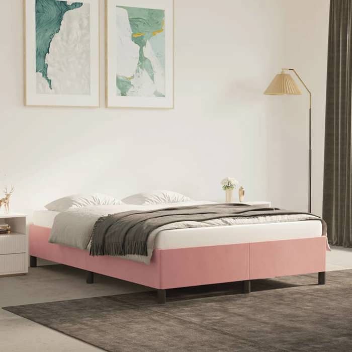 vidaXL Cadre de lit sans matelas rose 140x190 cm velours 347323
