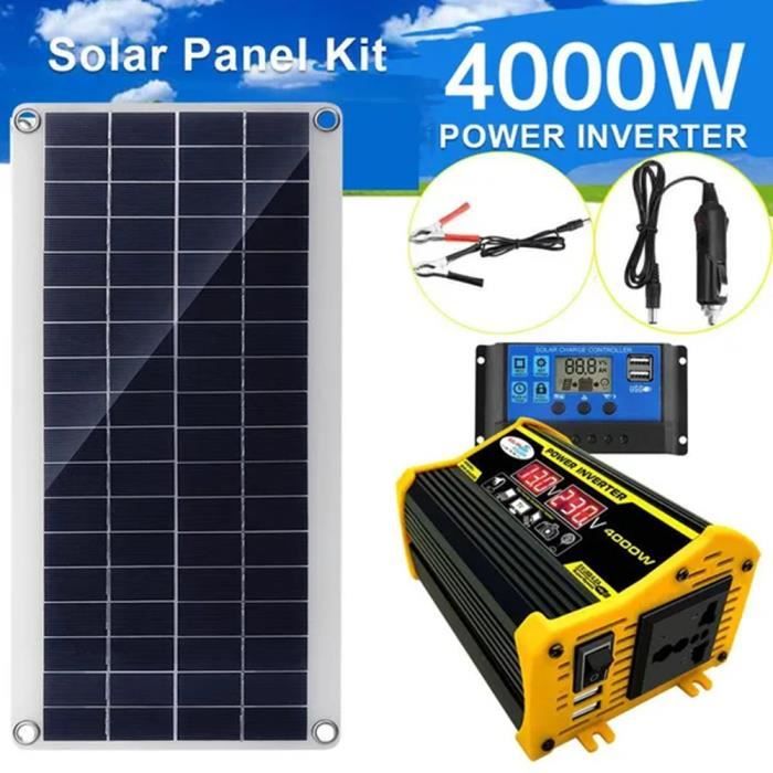 Kit de panneau solaire 300 W module solaire flexible+Onduleur 4000W pour camping-car,bateau,tente,voiture,remorque