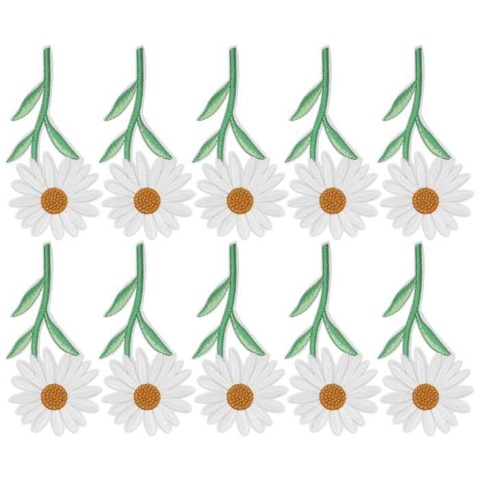 HORREX 40 Pièces Patchs Marguerite Thermocollants - Écusson Brodé Fleur Pour Vêtements