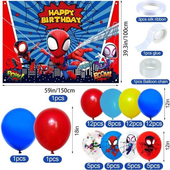 69 Pièces Deco Anniversaire Spiderma 4 Ans, Kit Spiderma Anniversaire 4 Ans,  Ballon Anniversaire Spiderma 4 Ans, Arche Ballo[u8235] - Cdiscount Maison