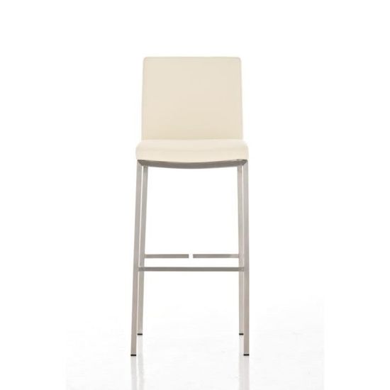 Lot De 2 Tabourets De Bar Avec Dossier - Assise Rembourrée Similicuir/tissu, Repose-pieds, Hauteur 110 Cm - Crème